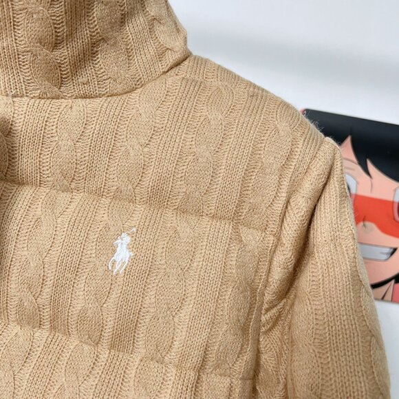 Ralph Lauren Cable Knit Textured Stand Collar Down Jacket - Picture 7 of 7